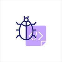 A bug icon with a purple square vector