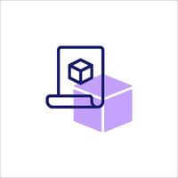 A purple box with a cube on top of it vector
