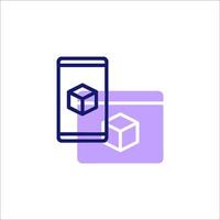 A smartphone with a cube on it and a purple box vector