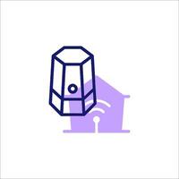 A purple icon of a house with a wifi symbol vector
