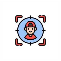 A man in a hat is shown in a circle with a camera vector