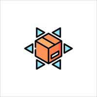 A cube with a box on it and a star in the middle vector