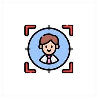 A man is looking at a camera icon vector