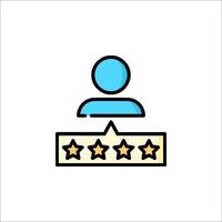 A person with five stars on a star rating icon vector