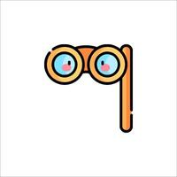 A cartoon pair of binoculars with a pink eye vector