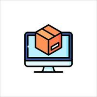 A computer monitor with a box on it vector