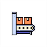 A machine with a conveyor belt and two boxes vector