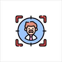 A man with a mustache and tie is in a circle with a camera vector
