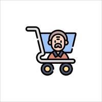 A man in a shopping cart icon vector