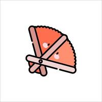A cartoon of a slice of watermelon with two sticks vector