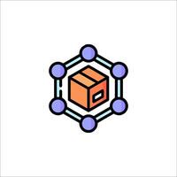 A cube with a box inside it and a circle around it vector
