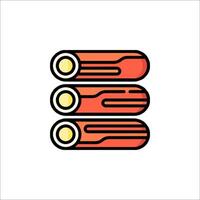 A stack of three red and orange slices of meat vector
