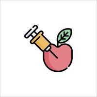 An apple with a syringe in it vector