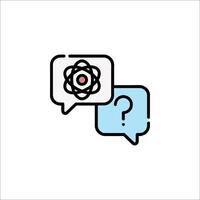 A question mark and a speech bubble with an atom vector