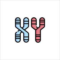 Two dna molecules are shown in a flat line vector