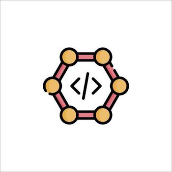 A hexagon with a code symbol on it vector