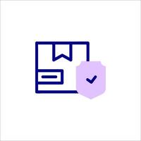 A purple icon with a check mark on it vector