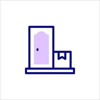 A door with a box on it and a sign that says open vector