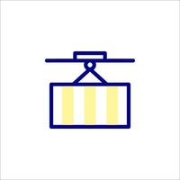 A blue and yellow line icon of a crane vector