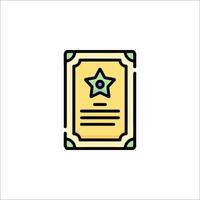 A certificate icon with a star on it vector