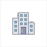 A building icon with a door and windows vector