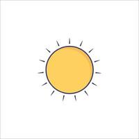 The sun is shown in a flat style on a white background vector