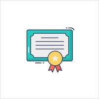 A certificate icon with a star and ribbon vector