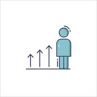 A man is standing in front of an arrow line icon vector