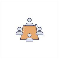 A meeting room icon with people sitting around a table vector