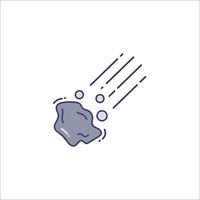 A rock falling from the sky line icon vector