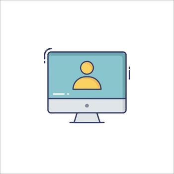 A computer screen with a person on it vector