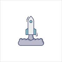 A rocket is flying into the sky on a white background vector