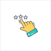 A hand pointing to five stars on a white background vector