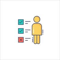A person with a check mark on their forehead vector