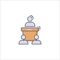 A person sitting at a podium with a microphone vector
