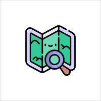 A map with a magnifying glass icon vector
