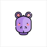 A purple hippo head with a pink nose vector