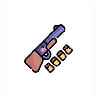 A gun and a box of bullets on a white background vector