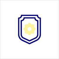 A shield with a gear in the center vector