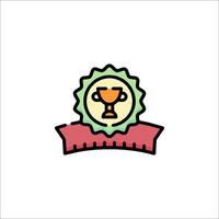 A trophy icon with a ribbon around it vector