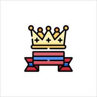 A crown with a ribbon and ribbon icon vector