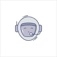 An astronaut helmet icon with a microphone vector