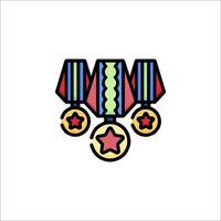 Three medals with stars on them in a flat line vector