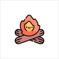 A cartoon fire with a face on it vector