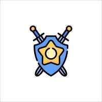 A shield and two swords icon vector