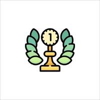 A clock and laurels on a pedestal vector