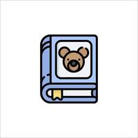 A teddy bear is sitting on a book icon vector