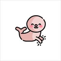A cute seal with pink cheeks and a smile vector