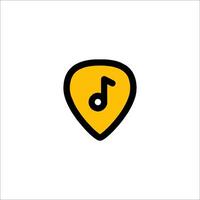A guitar pick with a note on it vector