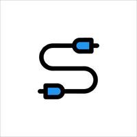 A blue and black cord with a small black arrow vector